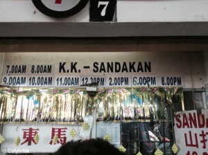 Horaires pour le bus vers Sandakan